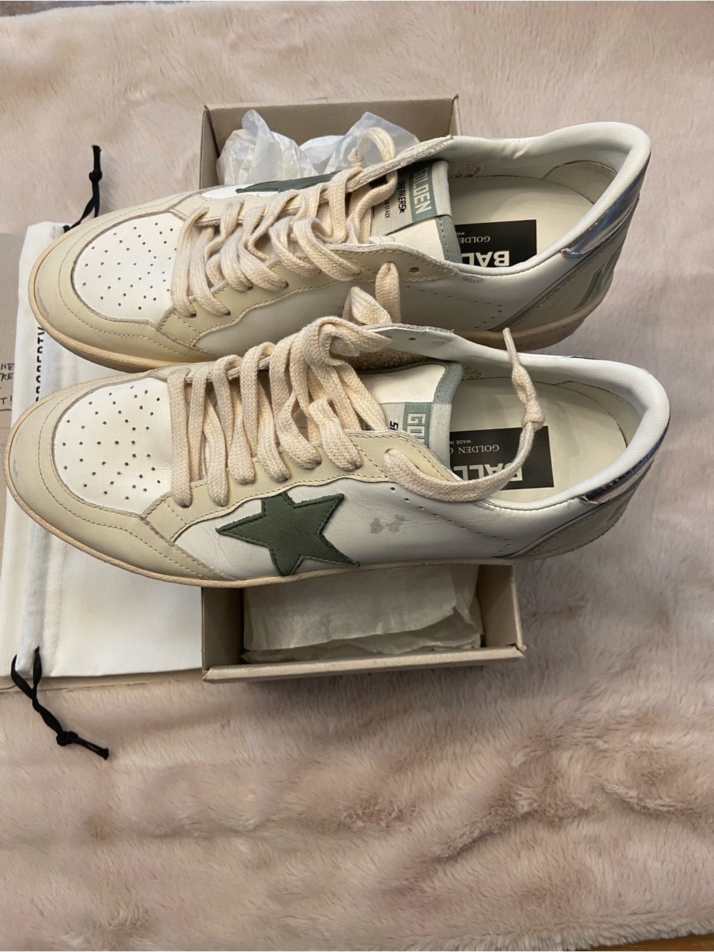 NIB - Golden Goose White Ballstar Leather Upper Toe and Spur Nabuk - Picture 8 of 10